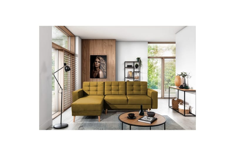 Sektionssoffa Eltap Asgard L 248x93x162 cm - Monolith 48, Gul - Möbler - Soffa - Divansoffa & schäslongsoffa - 3 sits soffa med divan