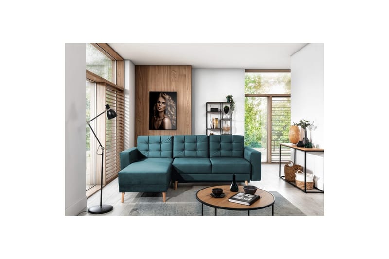 Sektionssoffa Eltap Asgard L 248x93x162 cm - Monolith 76, Blå - Möbler - Soffa - Divansoffa & schäslongsoffa - 3 sits soffa med divan