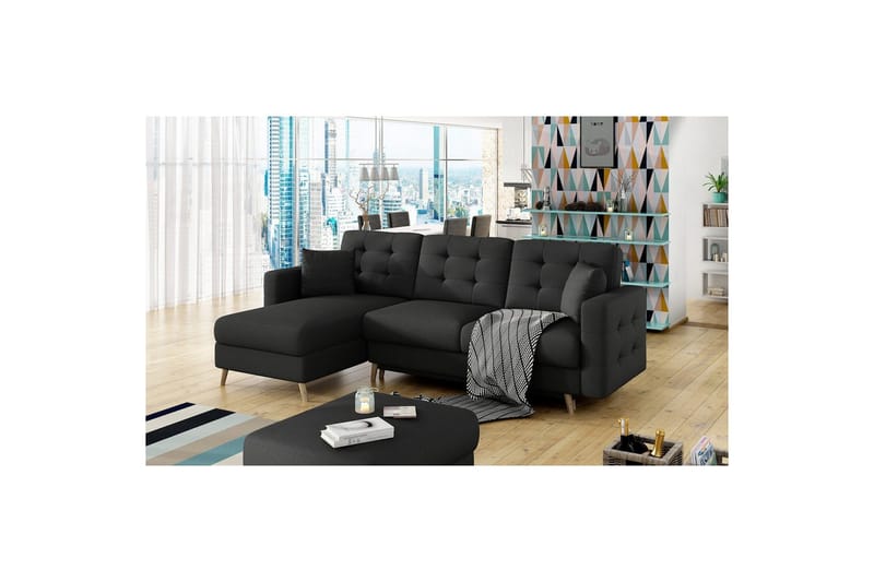 Sektionssoffa Eltap Asgard L 248x93x162 cm - Sawana 14, Svart - Möbler - Soffa - Divansoffa & schäslongsoffa - 3 sits soffa med divan