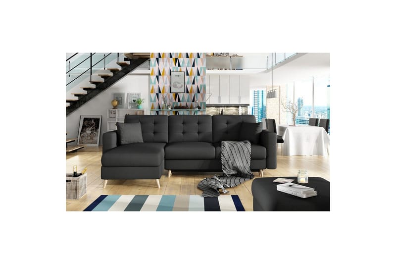 Sektionssoffa Eltap Asgard L 248x93x162 cm - Sawana 14, Svart - Möbler - Soffa - Divansoffa & schäslongsoffa - 3 sits soffa med divan