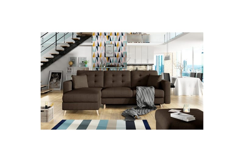 Sektionssoffa Eltap Asgard L 248x93x162 cm - Sawana 16, Brun - Möbler - Soffa - Divansoffa & schäslongsoffa - 3 sits soffa med divan