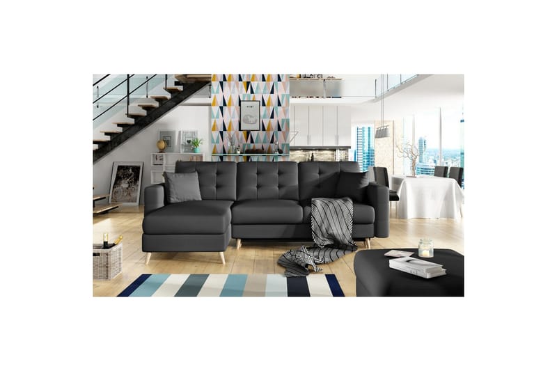 Sektionssoffa Eltap Asgard L 248x93x162 cm, Soft 11, Svart