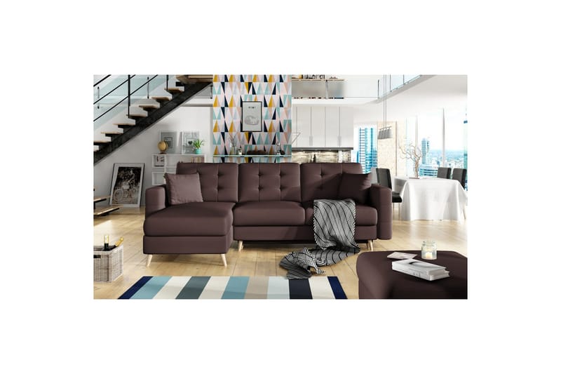 Sektionssoffa Eltap Asgard L 248x93x162 cm - Soft 66, Mörkbrun - Möbler - Soffa - Divansoffa & schäslongsoffa - 3 sits soffa med divan