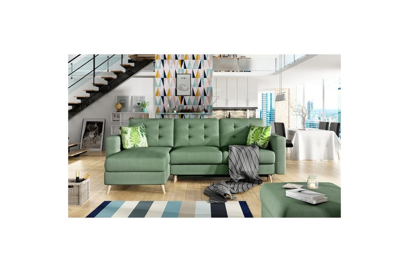 Sektionssoffa Eltap Asgard L 248x93x162 cm - Soro 34, Jungle 32, Grön, Mönster - Möbler - Soffa - Divansoffa & schäslongsoffa - 3 sits soffa med divan