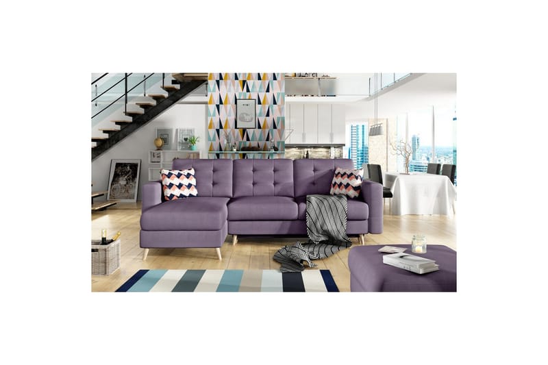 Sektionssoffa Eltap Asgard L 248x93x162 cm, Soro 65, Zigzag 60, Lila, Mönster
