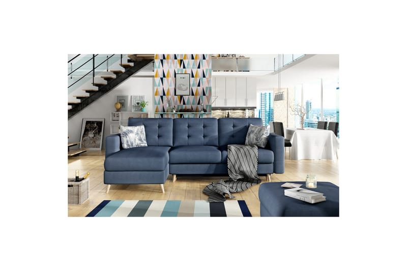 Sektionssoffa Eltap Asgard L 248x93x162 cm - Soro 76, Botanical 80, Blå, Mönster - Möbler - Soffa - Divansoffa & schäslongsoffa - 3 sits soffa med divan