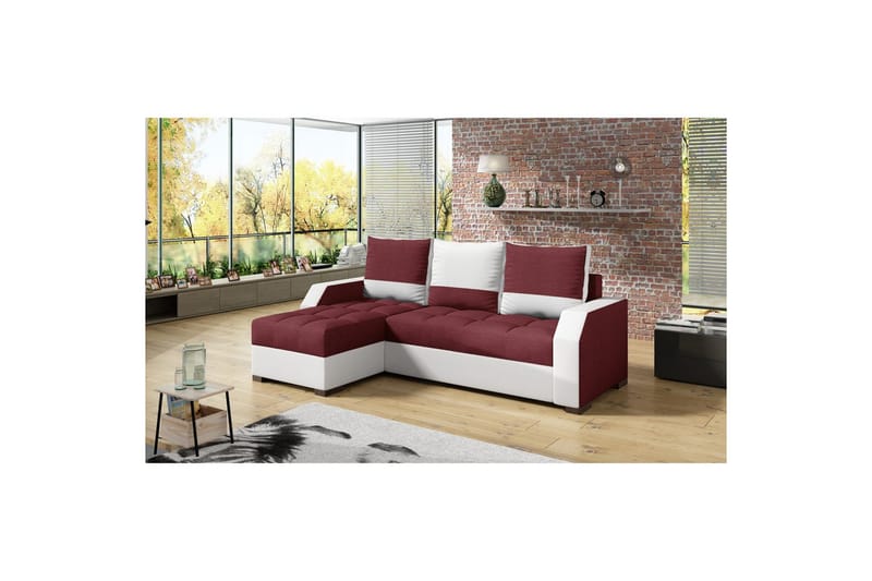 Soffa Eltap Aris 250x90 x150 cm - Malmo New 63, Soft 17, Röd, Vit - Möbler - Soffa - Divansoffa & schäslongsoffa - 3 sits soffa med divan