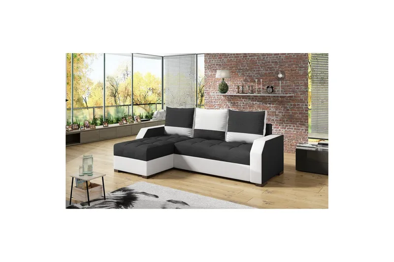 Soffa Eltap Aris 250x90 x150 cm, Malmo New 96, Soft 17, Svart, Vit