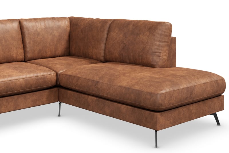 Soffa Friday Lyx 4-sits med Schäslong Höger - Brun/Läder - Möbler - Soffa - Divansoffa & schäslongsoffa - 4 sits soffa med divan