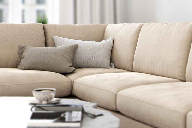 Soffa Friday Lyx 4-sits med Schäslong Vänster - Beige/Sammet - Möbler - Soffa - Divansoffa & schäslongsoffa - 4 sits soffa med divan