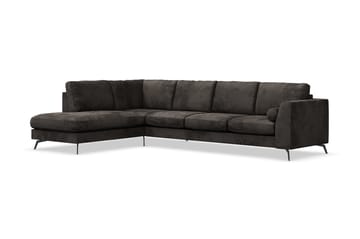 Soffa Friday Lyx 4-sits med Schäslong Vänster - Mörkgrå/Sammet - Möbler - Soffa - Divansoffa & schäslongsoffa - 4 sits soffa med divan