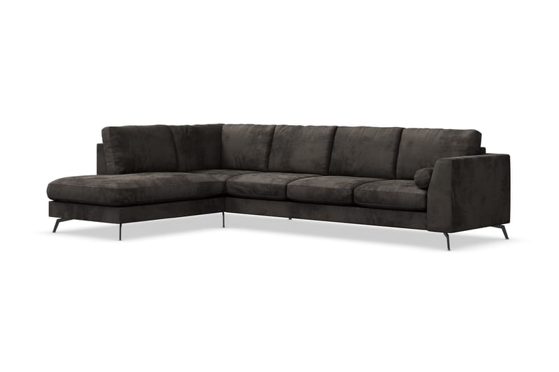 Soffa Friday Lyx 4-sits med Schäslong Vänster - Mörkgrå/Sammet - Möbler - Soffa - Divansoffa & schäslongsoffa - 4 sits soffa med divan