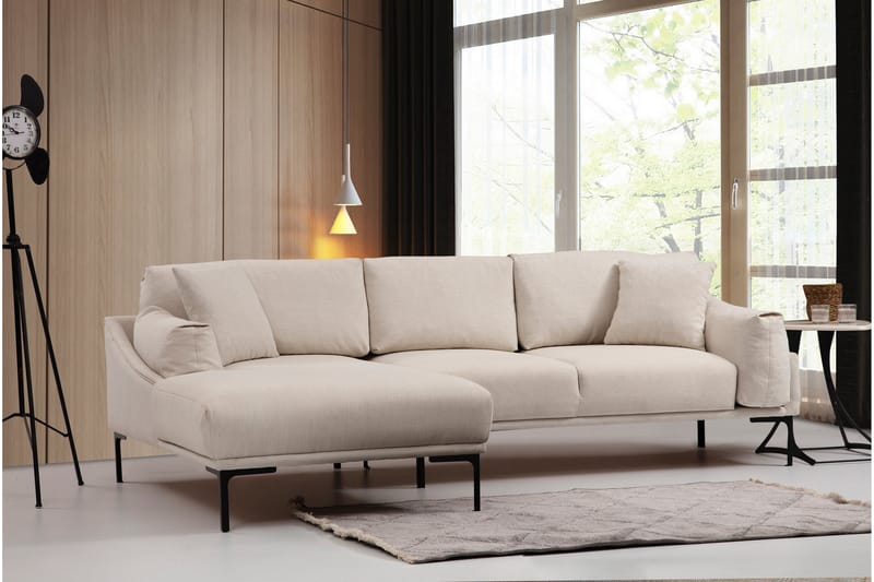 Soffa m. Divan Lumsden 4-sits - Cream - 4 sits soffa med divan - Divansoffa & schäslongsoffa