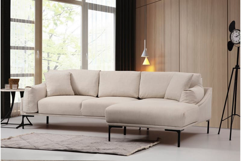 Soffa m. Divan Lumsden 4-sits - Cream - 4 sits soffa med divan - Divansoffa & schäslongsoffa