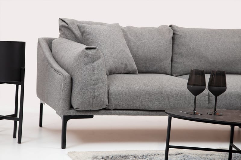 Soffa m. Divan Lumsden 4-sits - Grå - Möbler - Soffa - Divansoffa & schäslongsoffa - 4 sits soffa med divan