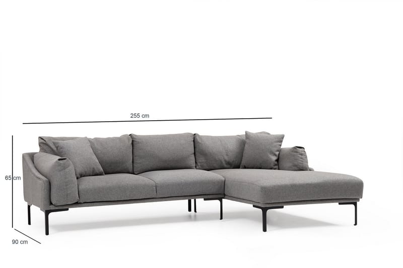 Soffa m. Divan Lumsden 4-sits - Grå - Möbler - Soffa - Divansoffa & schäslongsoffa - 4 sits soffa med divan