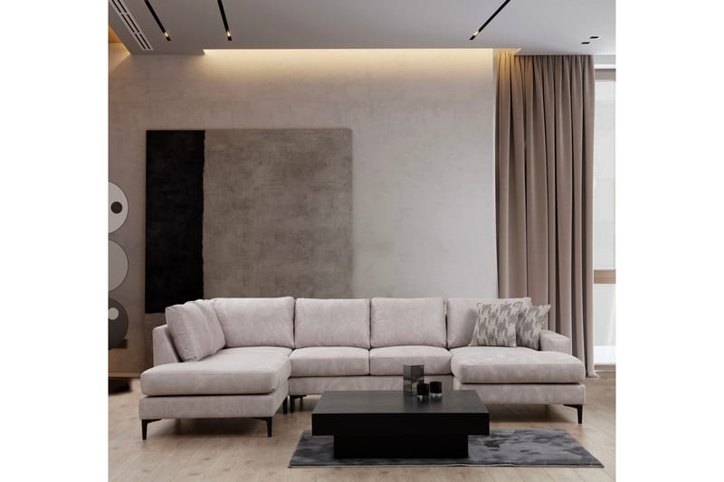 Svanabyn Soffa m. Divan och Schäslong 4-sits - Beige - Möbler - Soffa - Divansoffa & schäslongsoffa - 4 sits soffa med divan