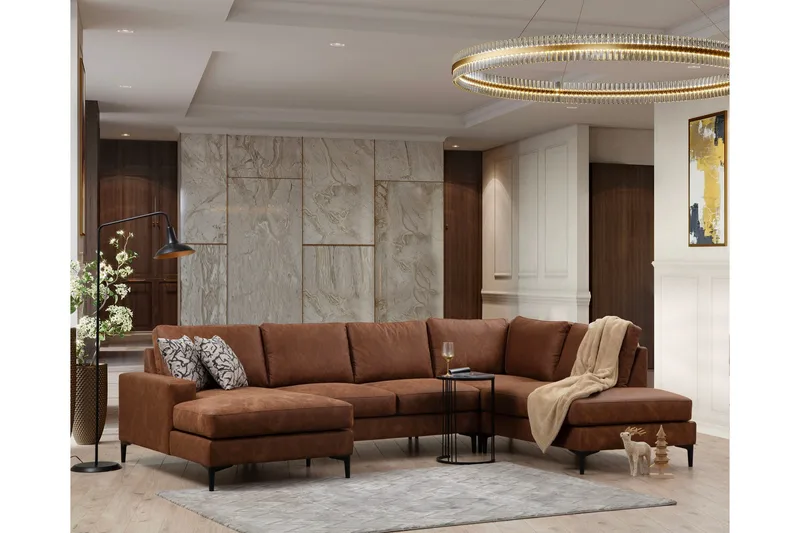 Svanabyn Soffa m. Divan och Schäslong 4-sits - Brun - Möbler - Soffa - Divansoffa & schäslongsoffa - 4 sits soffa med divan