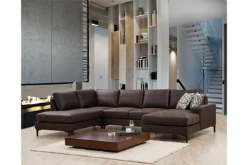 Svanabyn Soffa m. Divan och Schäslong 4-sits - Mörkbrun - Möbler - Soffa - Divansoffa & schäslongsoffa - 4 sits soffa med divan