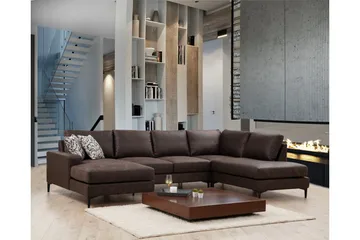 Svanabyn Soffa m. Divan och Schäslong 4-sits - Mörkbrun - Möbler - Soffa - Divansoffa & schäslongsoffa - 4 sits soffa med divan