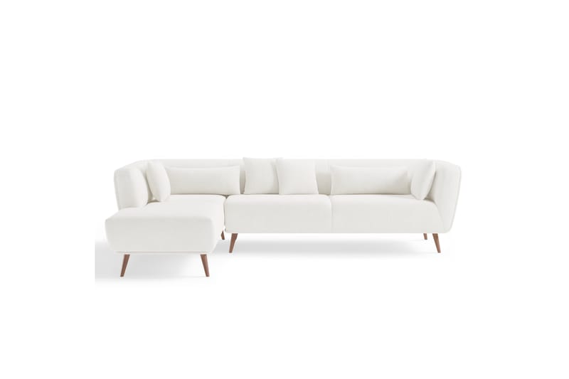 Soffa m. Divan Samual 4-sits - Vit Bouclé - Möbler - Soffa - Divansoffa & schäslongsoffa - 4 sits soffa med divan