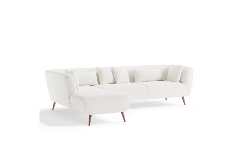 Soffa m. Divan Samual 4-sits - Vit Bouclé - Möbler - Soffa - Divansoffa & schäslongsoffa - 4 sits soffa med divan