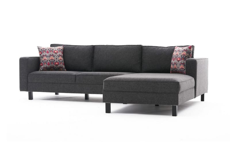 Soffa m. Divan Vivianna 4-sits - Antracit - Möbler - Soffa - Divansoffa & schäslongsoffa - 4 sits soffa med divan