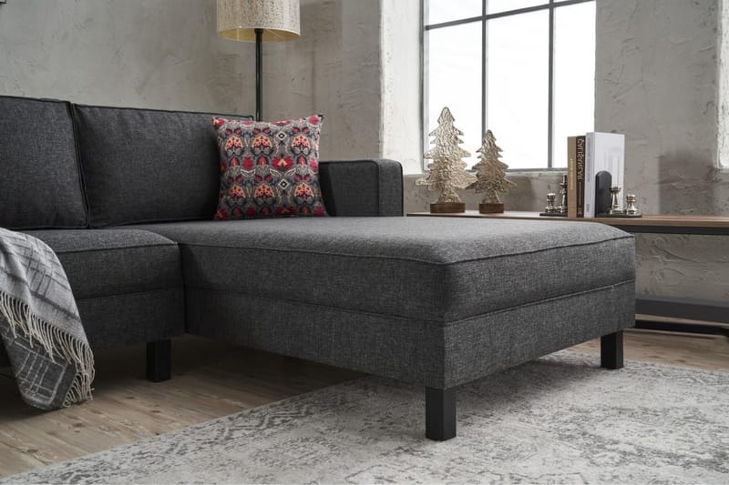 Soffa m. Divan Vivianna 4-sits - Antracit - Möbler - Soffa - Divansoffa & schäslongsoffa - 4 sits soffa med divan
