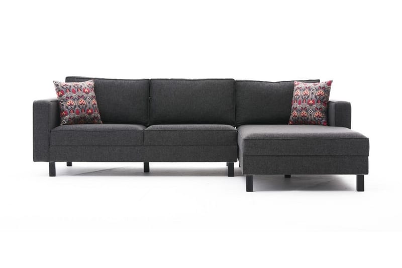 Soffa m. Divan Vivianna 4-sits - Antracit - Möbler - Soffa - Divansoffa & schäslongsoffa - 4 sits soffa med divan
