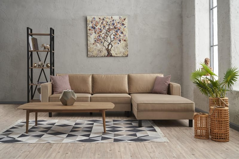 Soffa m. Divan Vivianna 4-sits - Beige - Möbler - Soffa - Divansoffa & schäslongsoffa - 4 sits soffa med divan