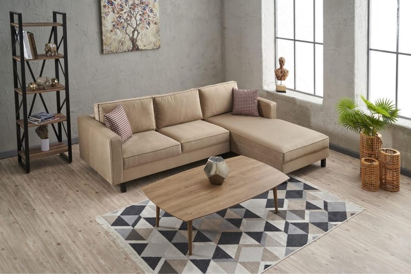 Soffa m. Divan Vivianna 4-sits - Beige - Möbler - Soffa - Divansoffa & schäslongsoffa - 4 sits soffa med divan