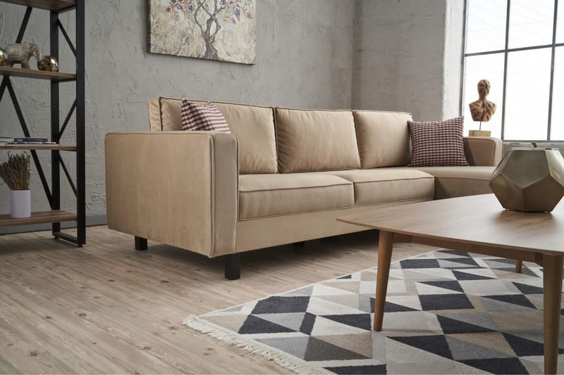 Soffa m. Divan Vivianna 4-sits - Beige - Möbler - Soffa - Divansoffa & schäslongsoffa - 4 sits soffa med divan