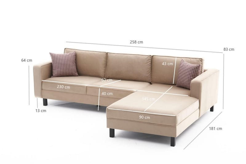 Soffa m. Divan Vivianna 4-sits - Beige - Möbler - Soffa - Divansoffa & schäslongsoffa - 4 sits soffa med divan