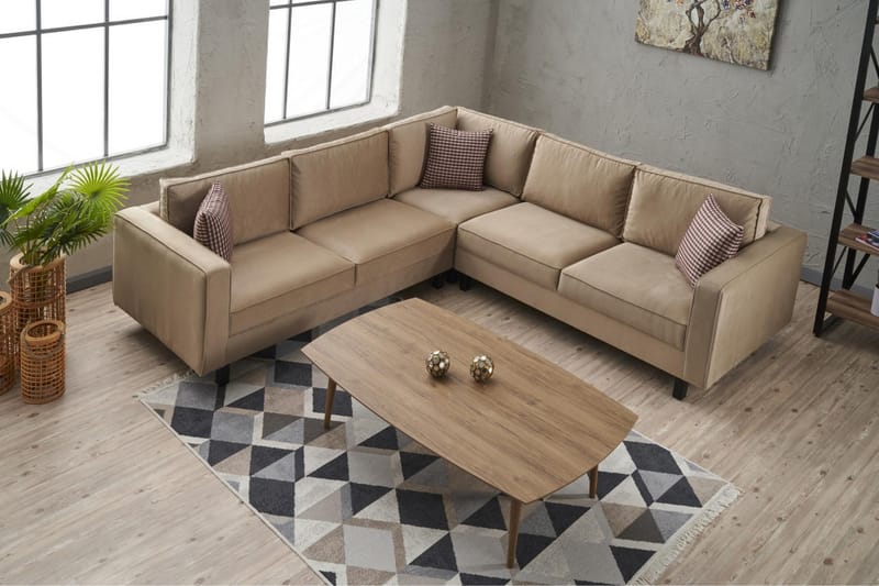 Soffa m. Divan Vivianna 4-sits - Beige - Möbler - Soffa - Divansoffa & schäslongsoffa - 4 sits soffa med divan