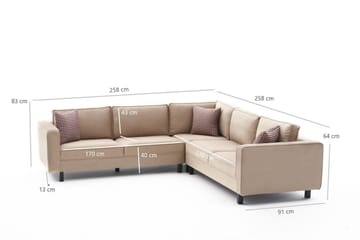 Soffa m. Divan Vivianna 4-sits - Beige - Möbler - Soffa - Divansoffa & schäslongsoffa - 4 sits soffa med divan