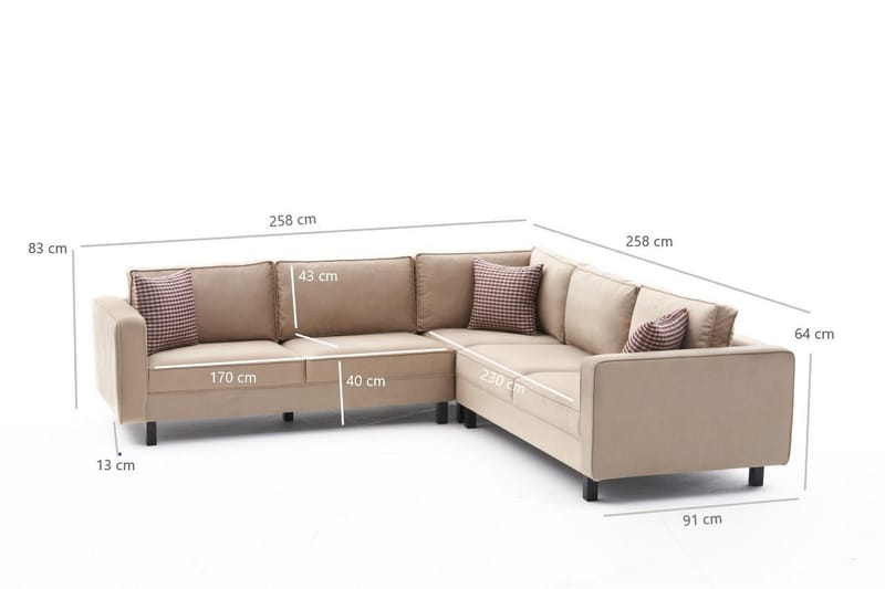 Soffa m. Divan Vivianna 4-sits - Beige - 4 sits soffa med divan - Divansoffa & schäslongsoffa