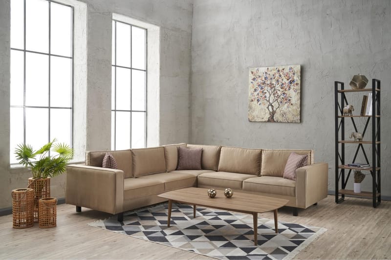 Soffa m. Divan Vivianna 4-sits - Beige - Möbler - Soffa - Divansoffa & schäslongsoffa - 4 sits soffa med divan