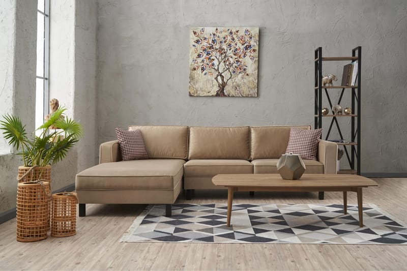 Soffa m. Divan Vivianna 4-sits - Beige - Möbler - Soffa - Divansoffa & schäslongsoffa - 4 sits soffa med divan