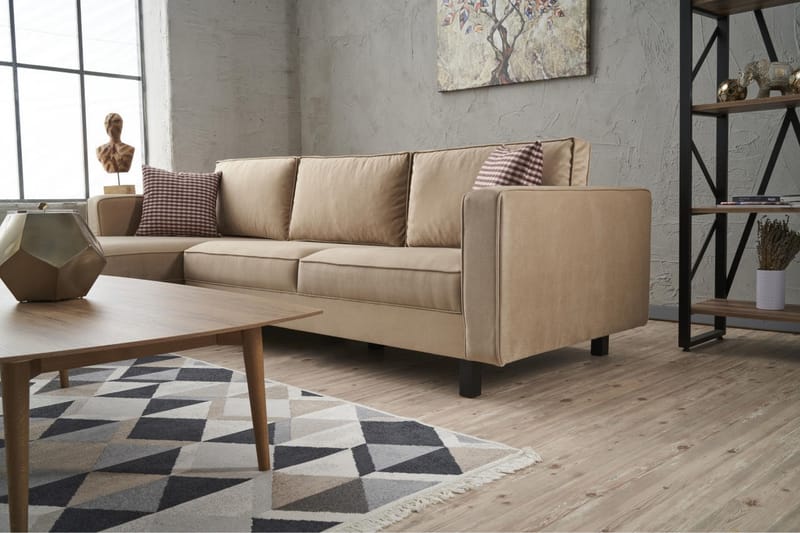 Soffa m. Divan Vivianna 4-sits - Beige - Möbler - Soffa - Divansoffa & schäslongsoffa - 4 sits soffa med divan