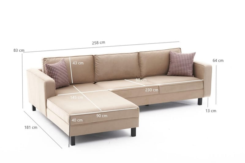 Soffa m. Divan Vivianna 4-sits - Beige - Möbler - Soffa - Divansoffa & schäslongsoffa - 4 sits soffa med divan