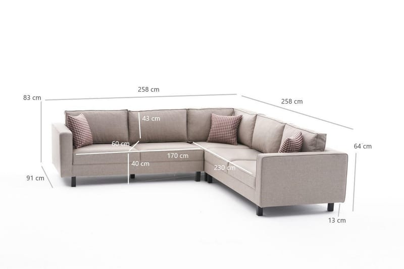 Soffa m. Divan Vivianna 4-sits - Cream - Möbler - Soffa - Divansoffa & schäslongsoffa - 4 sits soffa med divan