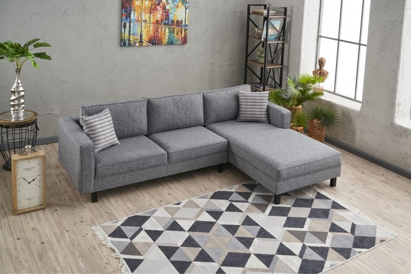 Soffa m. Divan Vivianna 4-sits - Grå - Möbler - Soffa - Divansoffa & schäslongsoffa - 4 sits soffa med divan