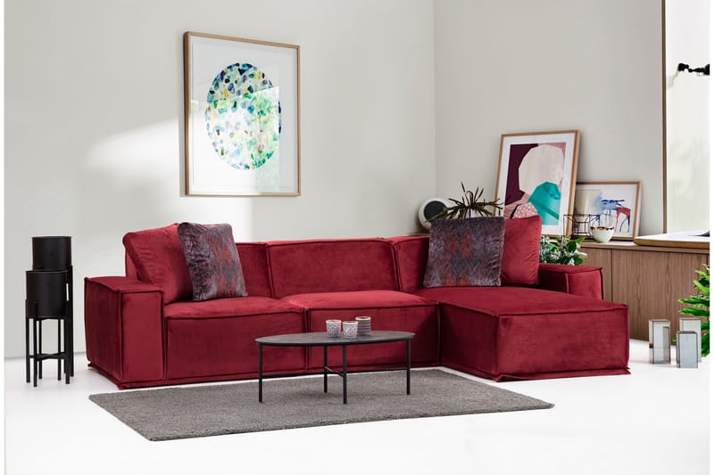 Soffa m. Divan Woodlaw 4-sits - Burgundy - 4 sits soffa med divan - Divansoffa & schäslongsoffa