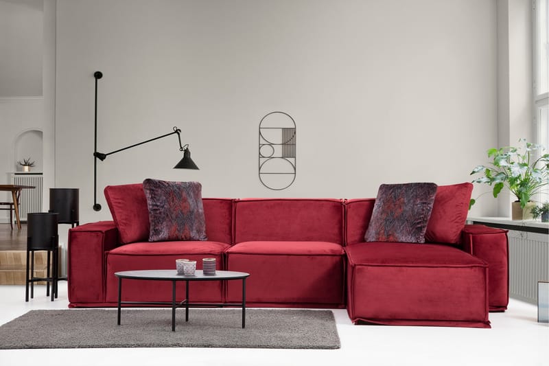 Soffa m. Divan Woodlaw 4-sits - Burgundy - 4 sits soffa med divan - Divansoffa & schäslongsoffa