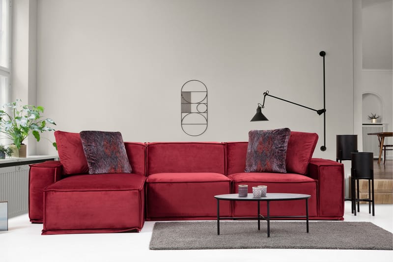 Soffa m. Divan Woodlaw 4-sits - Burgundy - 4 sits soffa med divan - Divansoffa & schäslongsoffa