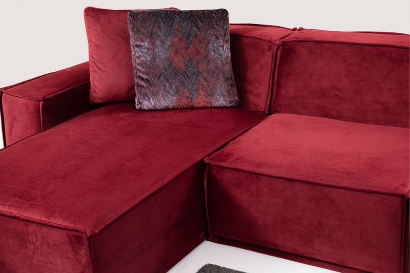 Soffa m. Divan Woodlaw 4-sits - Burgundy - 4 sits soffa med divan - Divansoffa & schäslongsoffa