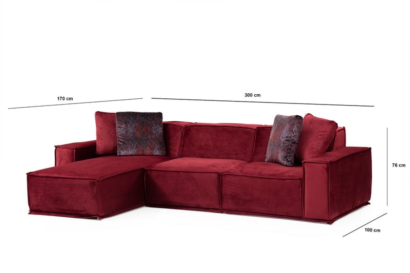 Soffa m. Divan Woodlaw 4-sits - Burgundy - 4 sits soffa med divan - Divansoffa & schäslongsoffa