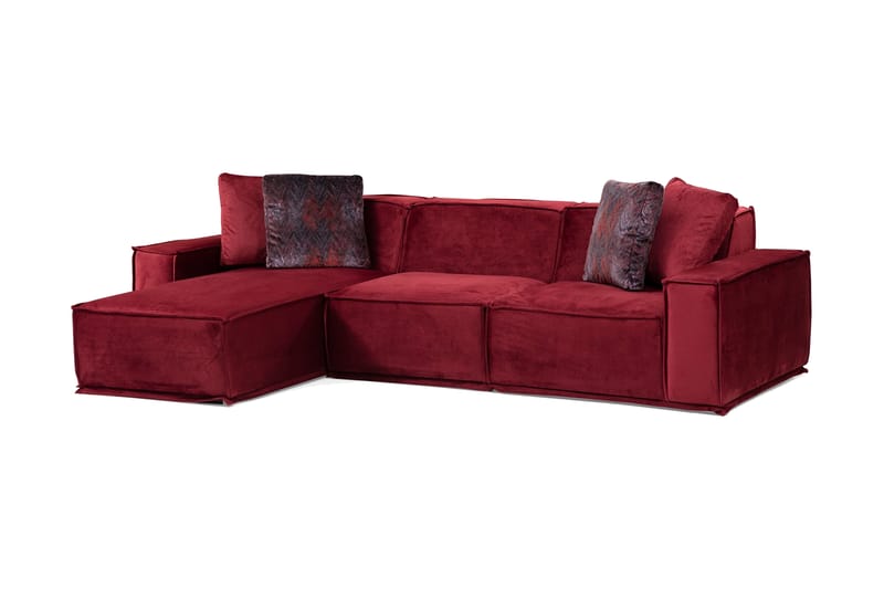 Soffa m. Divan Woodlaw 4-sits - Burgundy - 4 sits soffa med divan - Divansoffa & schäslongsoffa