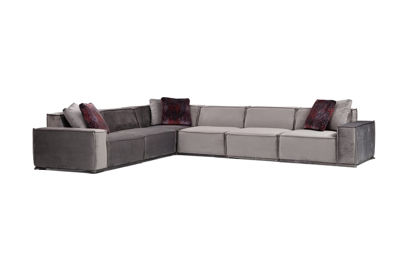 Soffa m. Divan Woodlaw 6-sits - Grå - Möbler - Soffa - Hörnsoffa