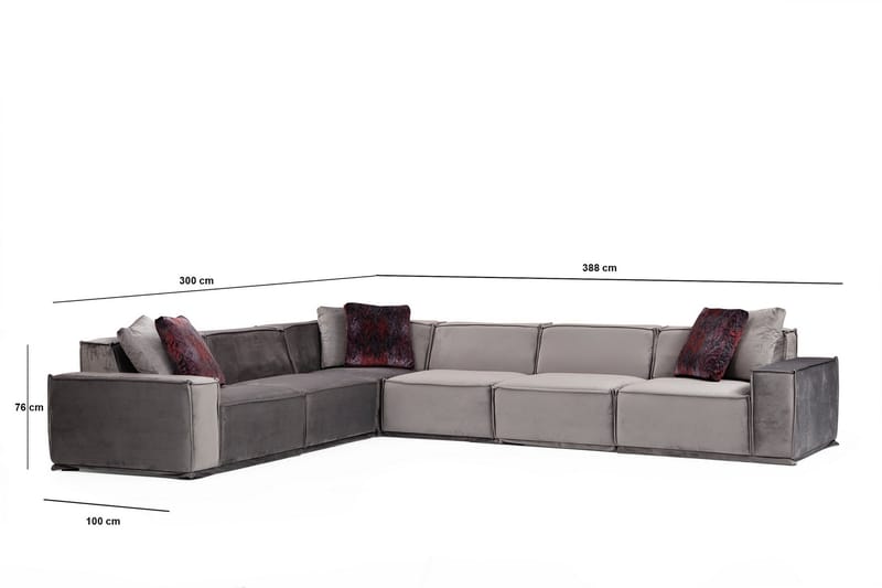 Soffa m. Divan Woodlaw 6-sits - Grå - Möbler - Soffa - Hörnsoffa